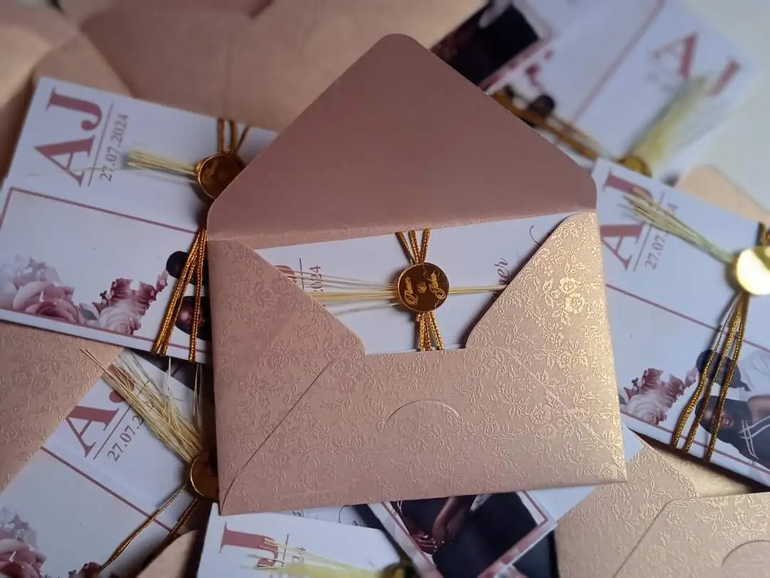 V shape wedding Card